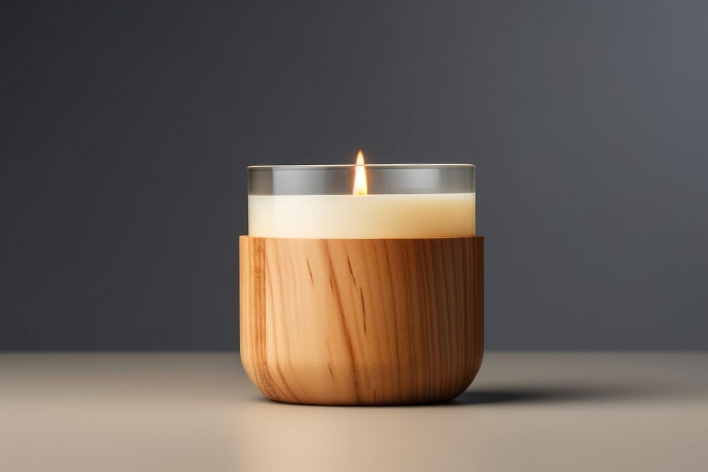 Candle lighting wood cylinder. AI generated Image by rawpixel.
