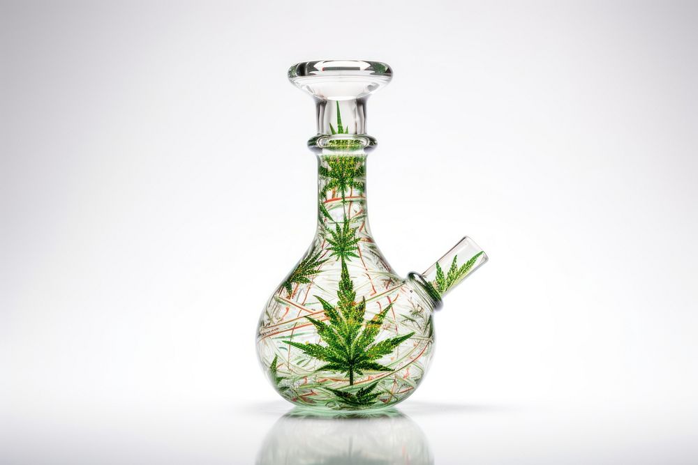 Cannabis bottle glass plant. AI generated Image by rawpixel.
