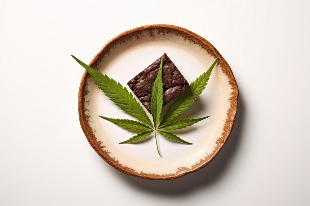 Leaf cannabis plant plate. AI generated Image by rawpixel.