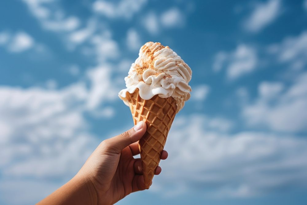 Dessert holding waffle cream. AI generated Image by rawpixel.