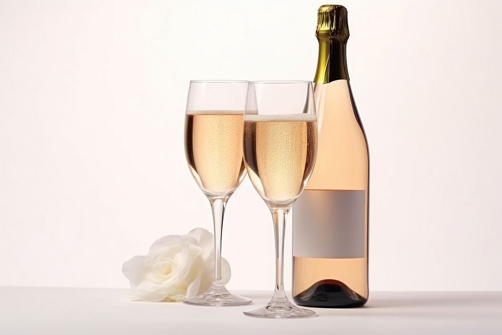 Champagne bottle glass drink. AI generated Image by rawpixel.