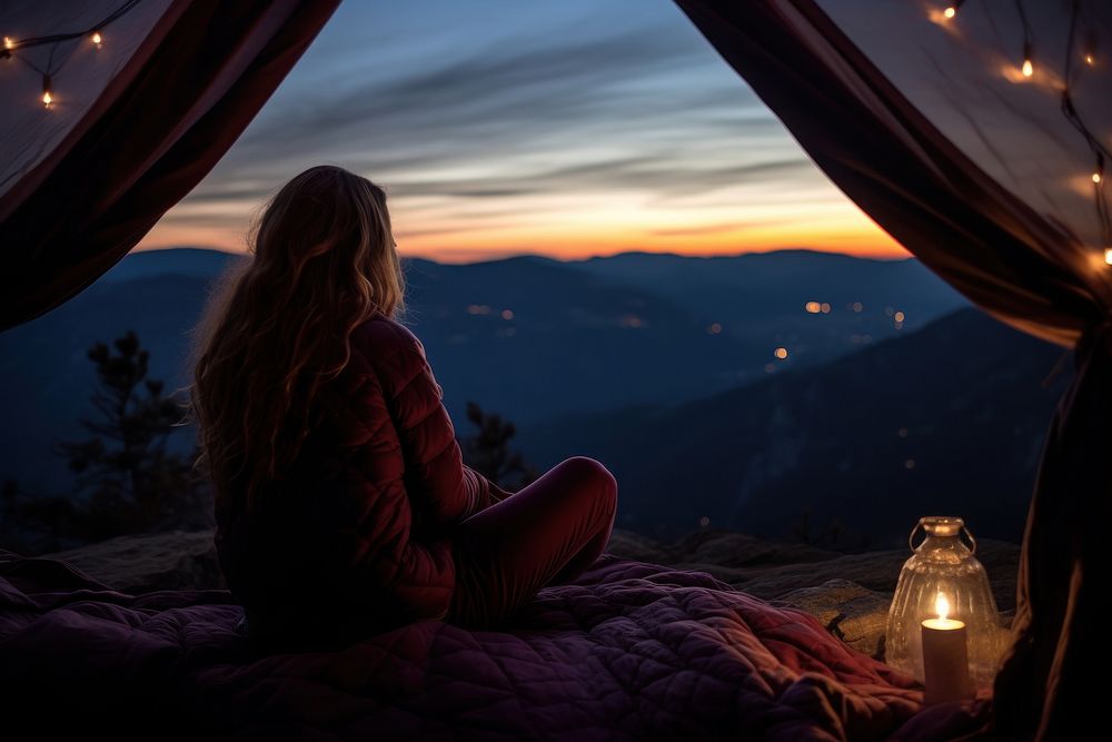 Outdoors sitting camping nature. AI generated Image by rawpixel.