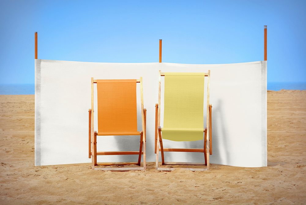 Two beach chairs mockup psd