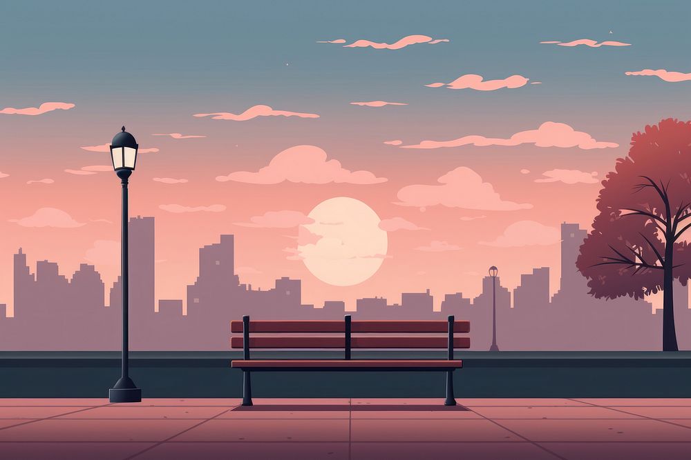 Landscape outdoors bench sky. AI generated Image by rawpixel.
