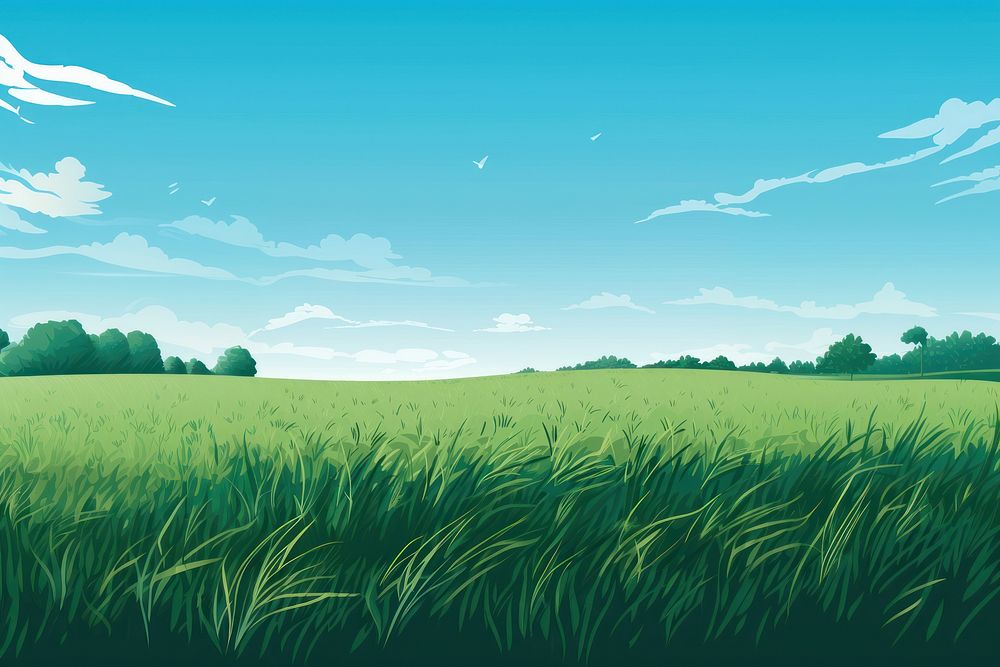Landscape grass green sky. AI generated Image by rawpixel.