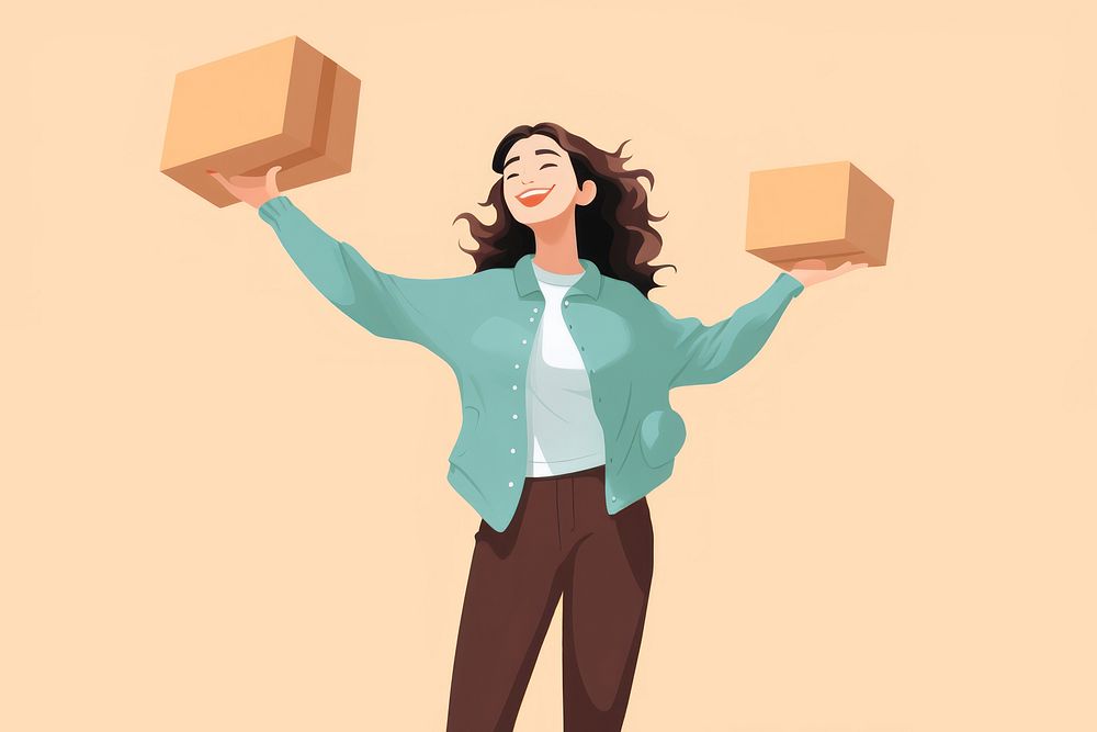 Box cardboard adult woman. AI generated Image by rawpixel.