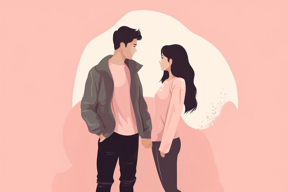 Adult pink background togetherness affectionate. AI generated Image by rawpixel.