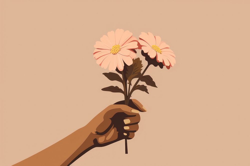 Flower hand holding petal. AI generated Image by rawpixel.