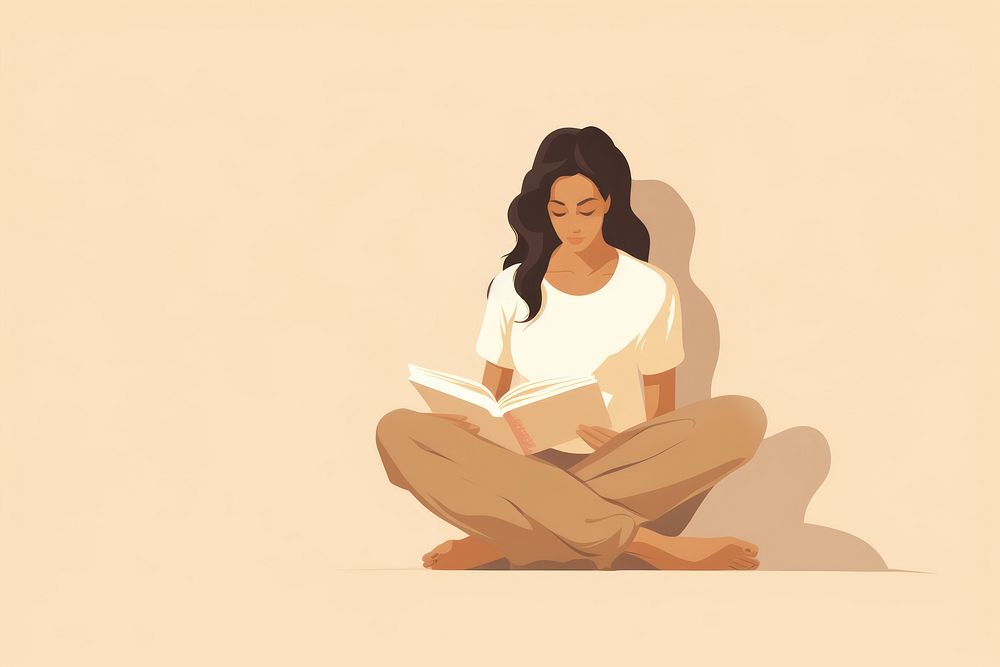 Sitting reading adult women. AI generated Image by rawpixel.
