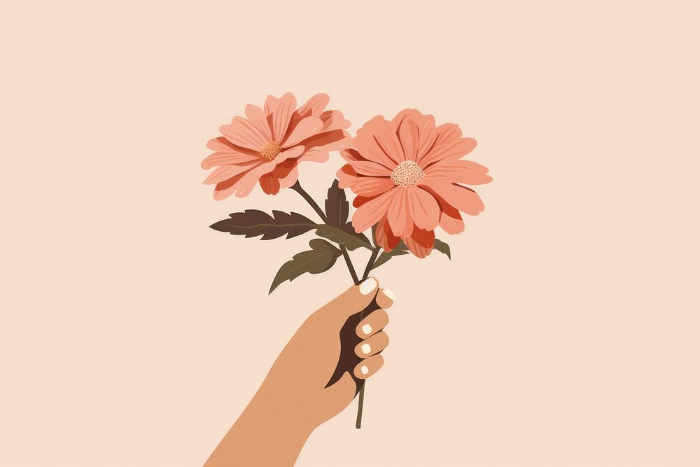 Flower hand holding petal. 