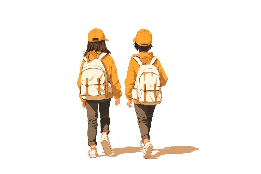 Walking backpack bag white background. AI generated Image by rawpixel.