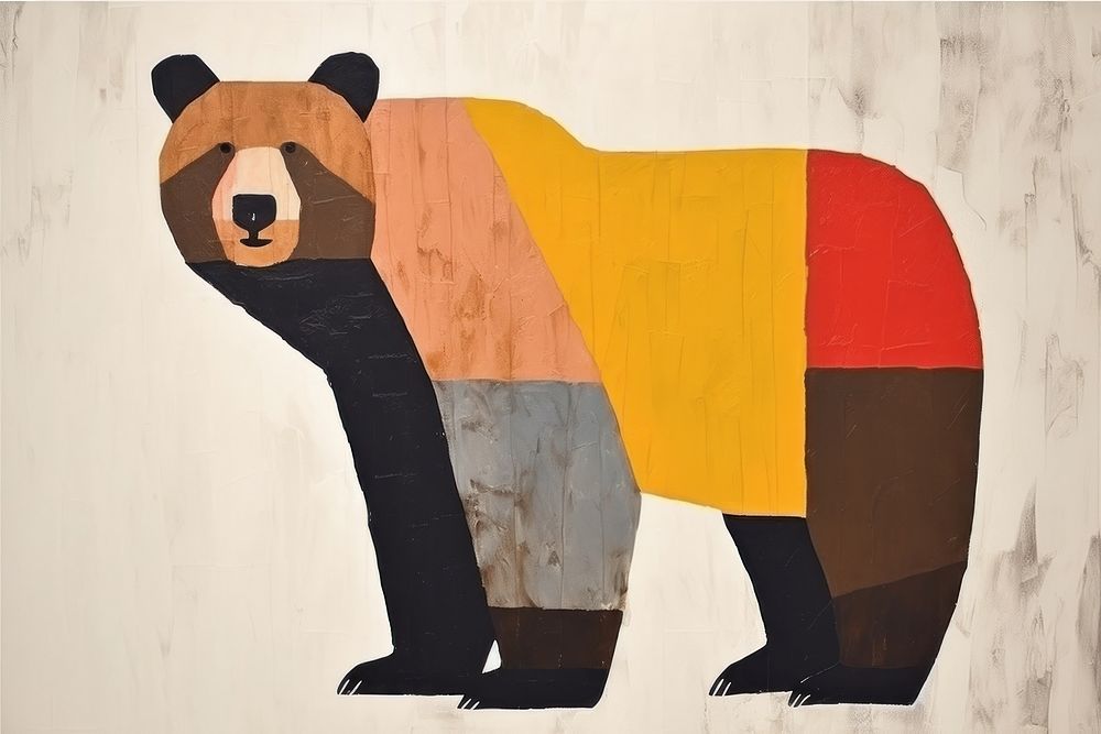 Bear art painting mammal. AI generated Image by rawpixel.