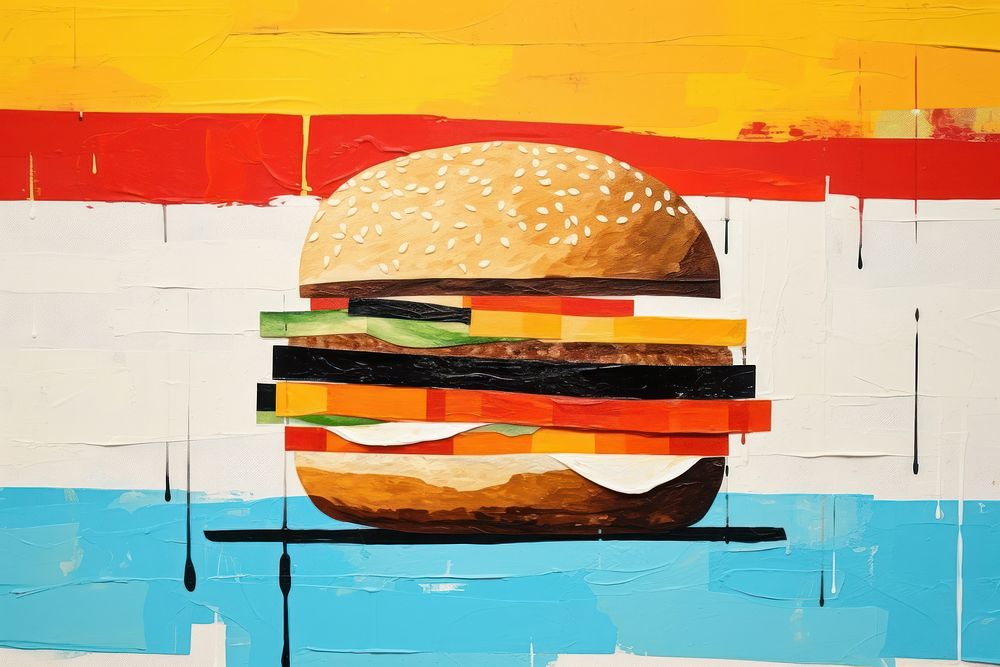 Hamburger painting food art. 