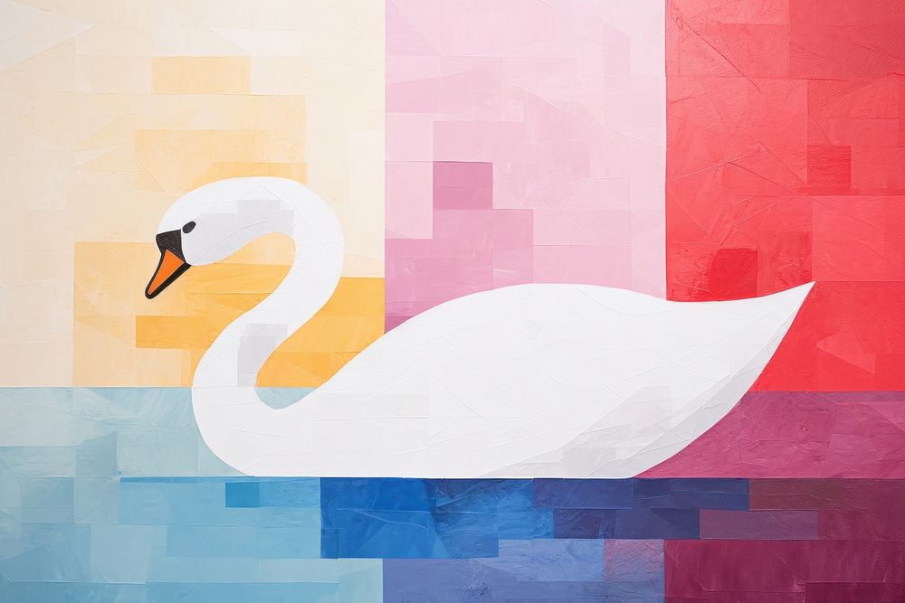 Swan art painting animal. 