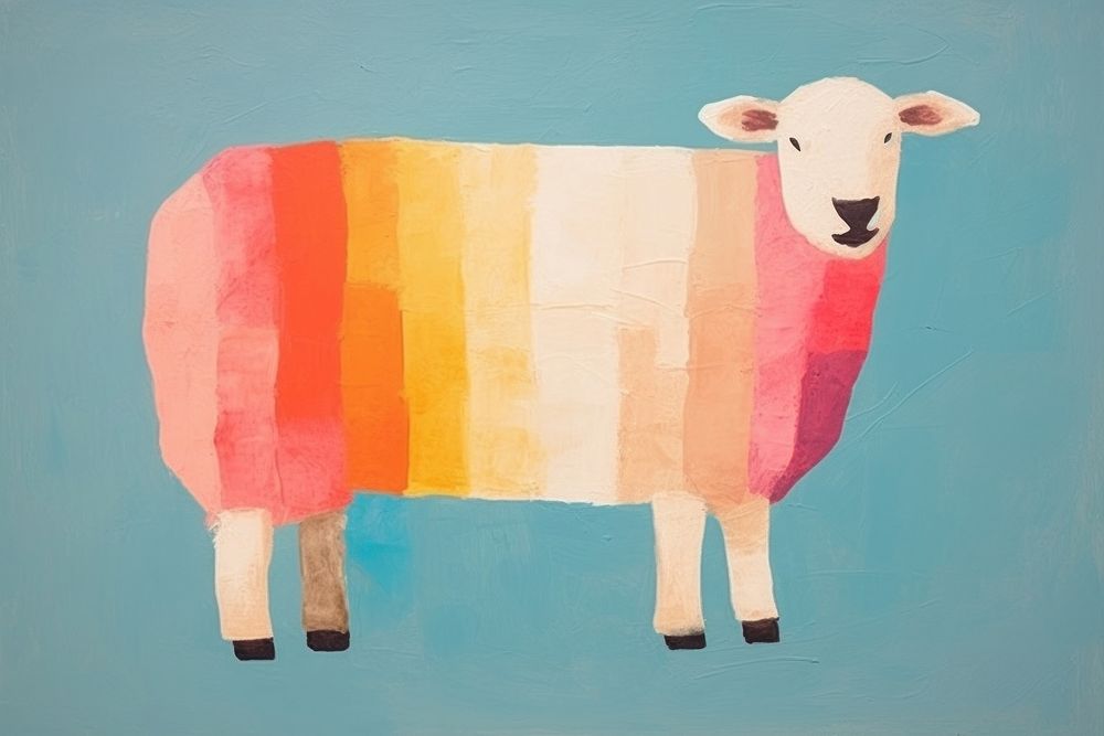 Sheep art livestock painting. AI generated Image by rawpixel.