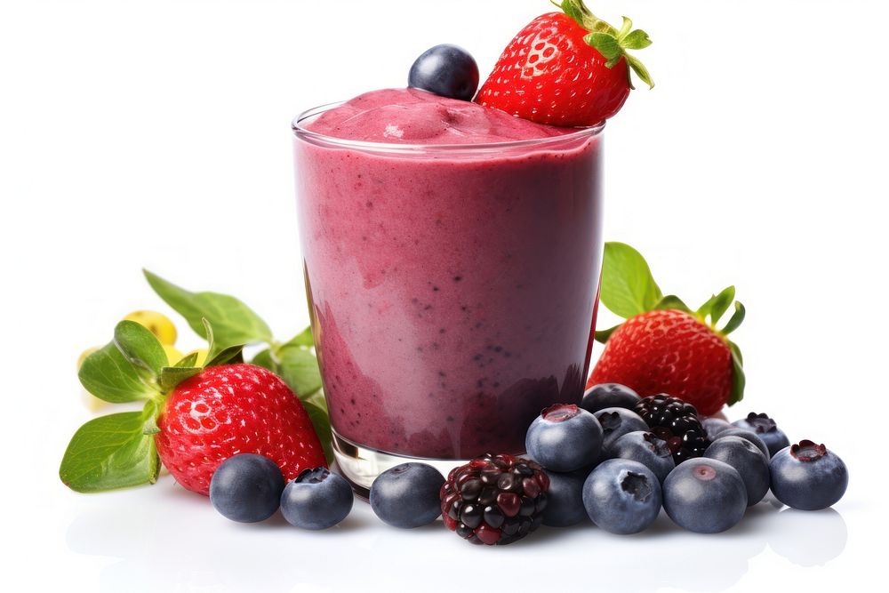 Smoothie strawberry blueberry berries. AI generated Image by rawpixel.