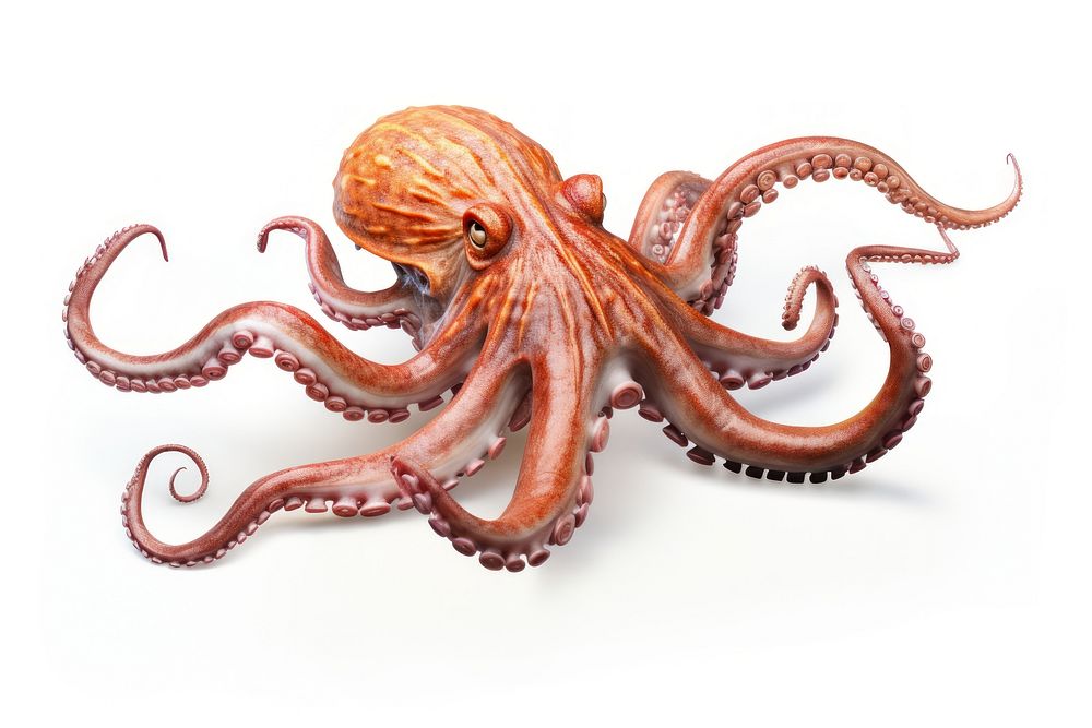 Ocean octopus animal white background invertebrate. AI generated Image by rawpixel.