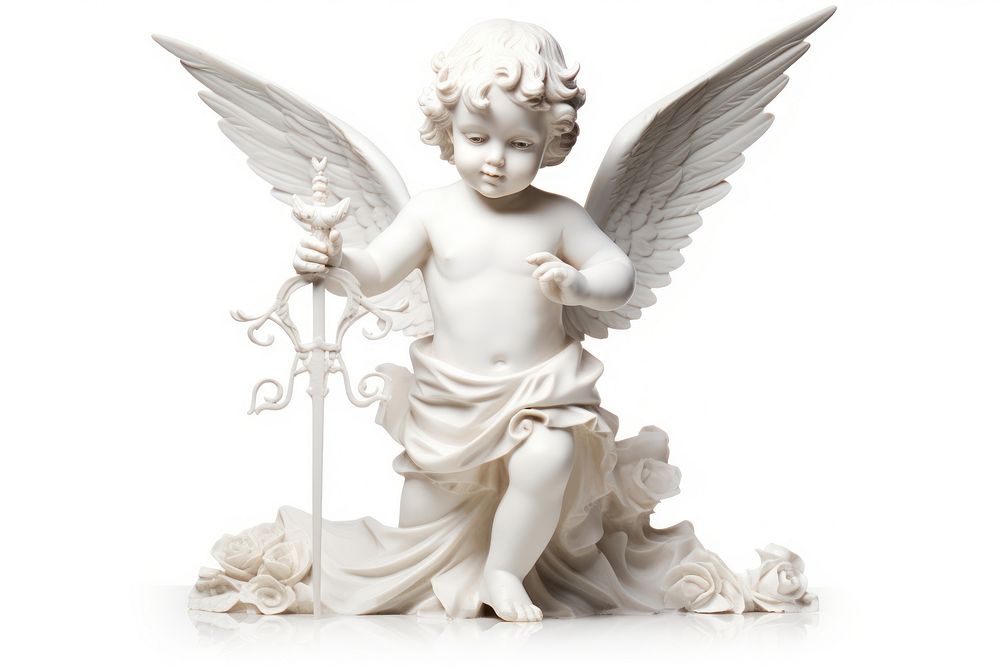 Angel white cupid white background. AI generated Image by rawpixel.