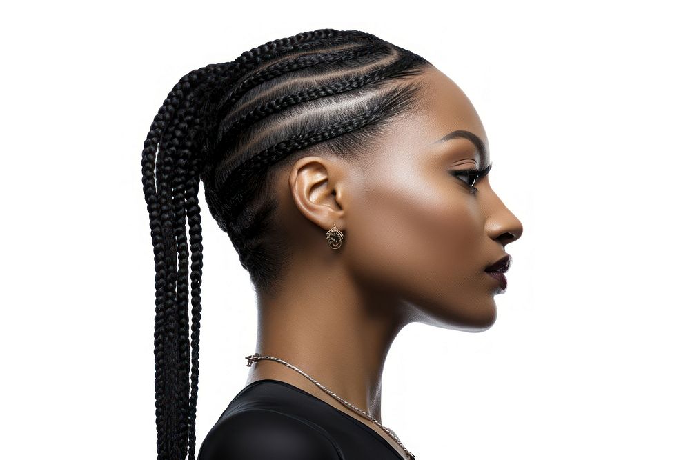 Cornrows adult woman white background. AI generated Image by rawpixel.