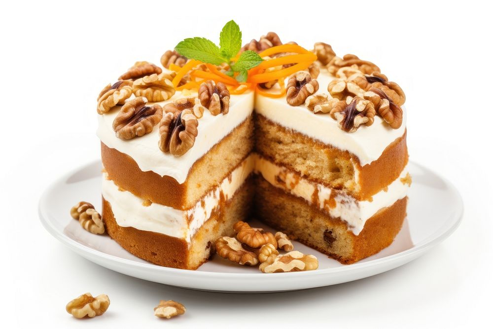 Cake dessert walnut cream. AI generated Image by rawpixel.