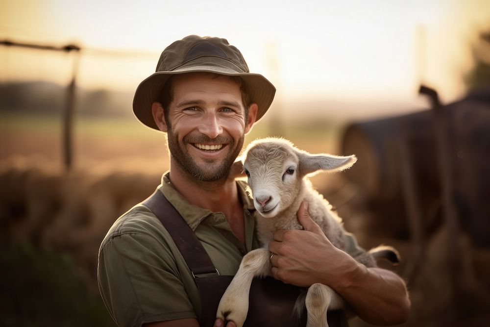 Portrait smile agriculture livestock. AI generated Image by rawpixel.