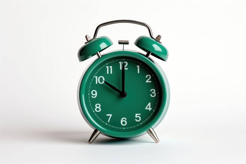 Clock green white background alarm clock. AI generated Image by rawpixel.