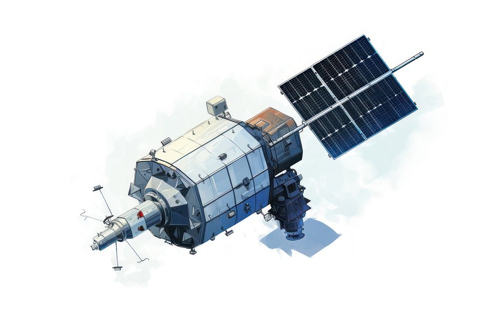 Satellite space white background architecture. AI generated Image by rawpixel.