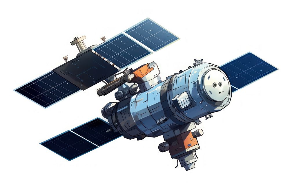 Satellite space white background spacecraft. AI generated Image by rawpixel.