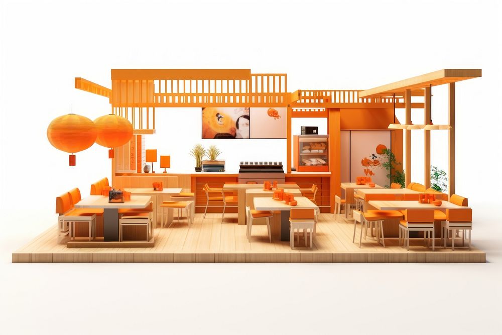 Restaurant architecture cafeteria furniture. AI generated Image by rawpixel.