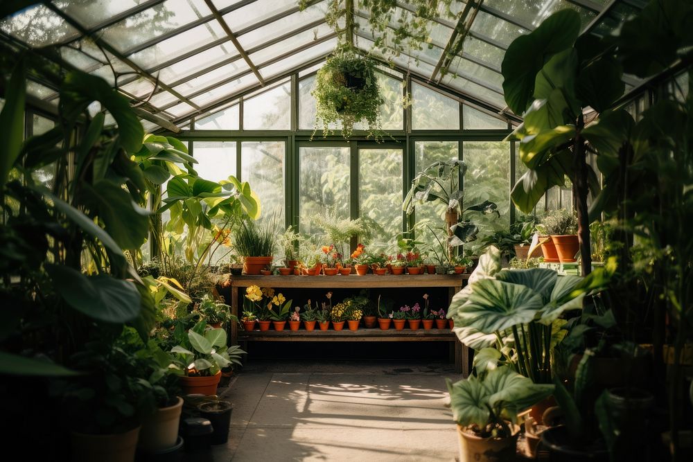 Greenhouse plant gardening outdoors. 