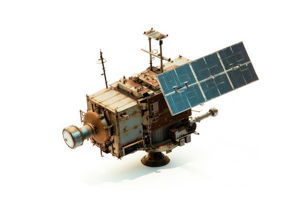 Satellite machine space white background. AI generated Image by rawpixel.