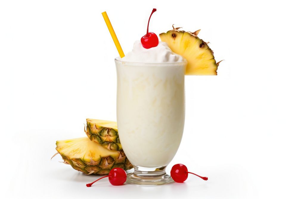 Pineapple smoothie cherry fruit. AI generated Image by rawpixel.