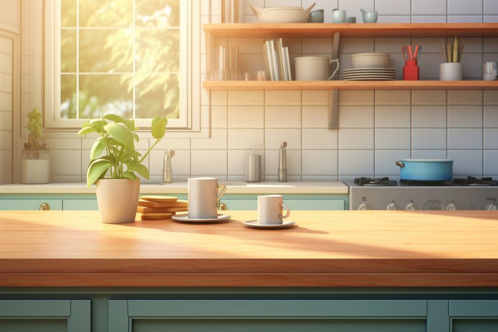 Kitchen furniture table plant. AI generated Image by rawpixel.