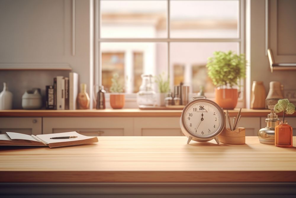 Kitchen window clock architecture.