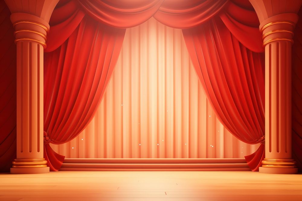 Stage curtain theatre red. 