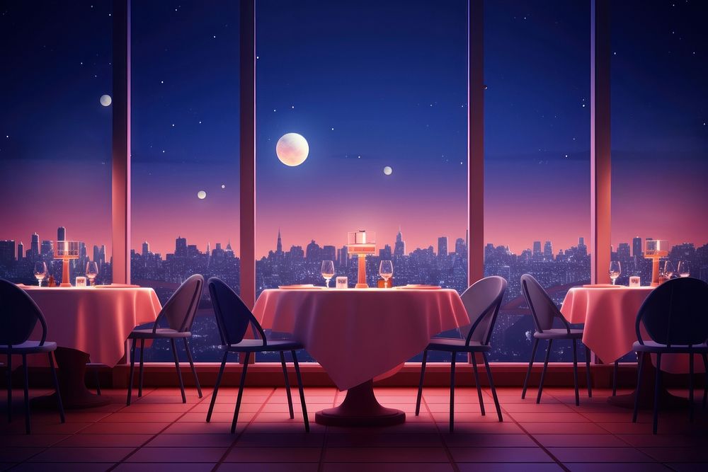 Restaurant lighting night architecture. AI generated Image by rawpixel.