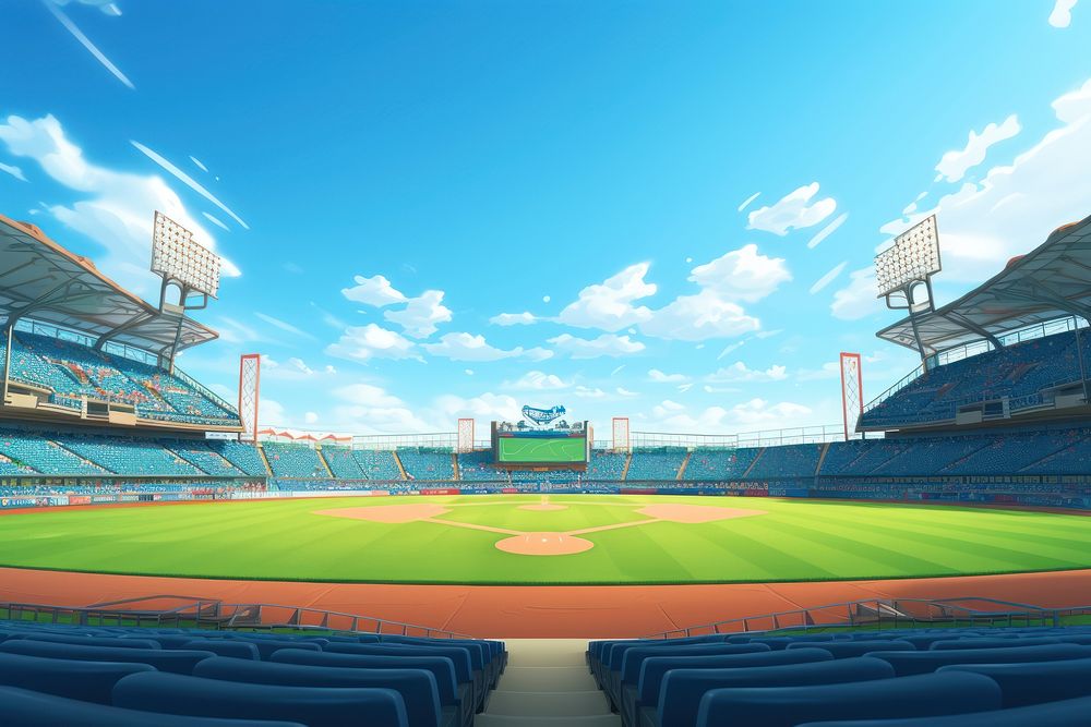 Baseball outdoors stadium sports. AI generated Image by rawpixel.