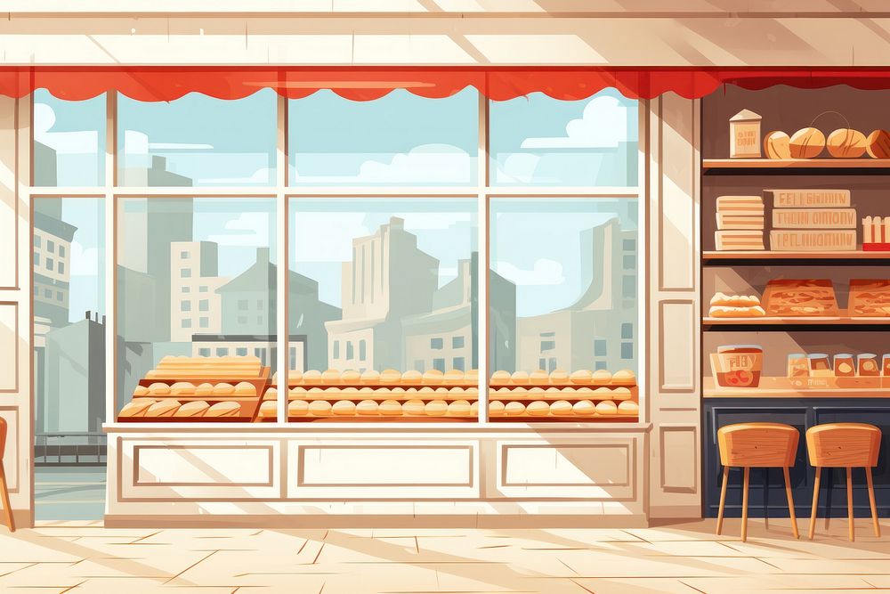 Bakery shop architecture restaurant. AI generated Image by rawpixel.