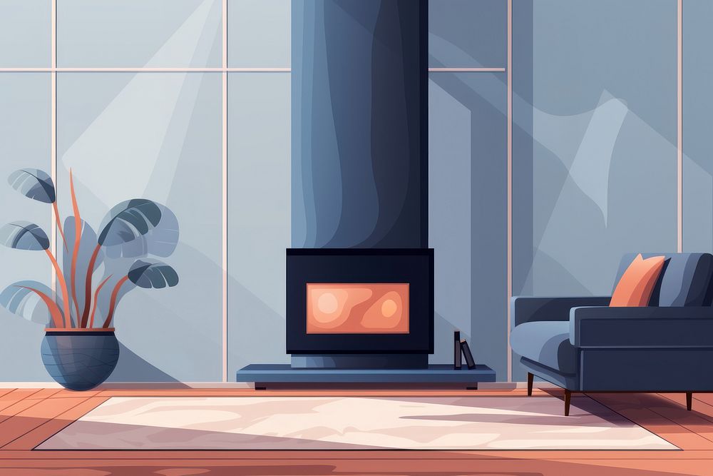 Fireplace room architecture furniture. AI generated Image by rawpixel.