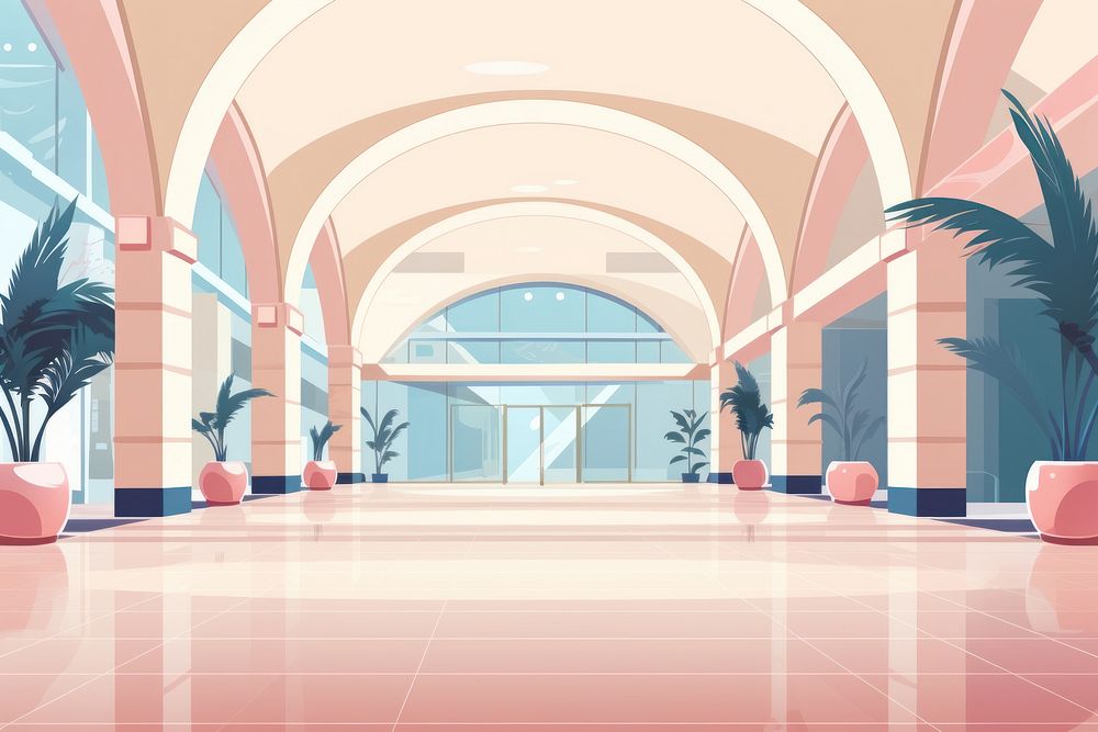 Architecture building corridor hacienda. AI generated Image by rawpixel.