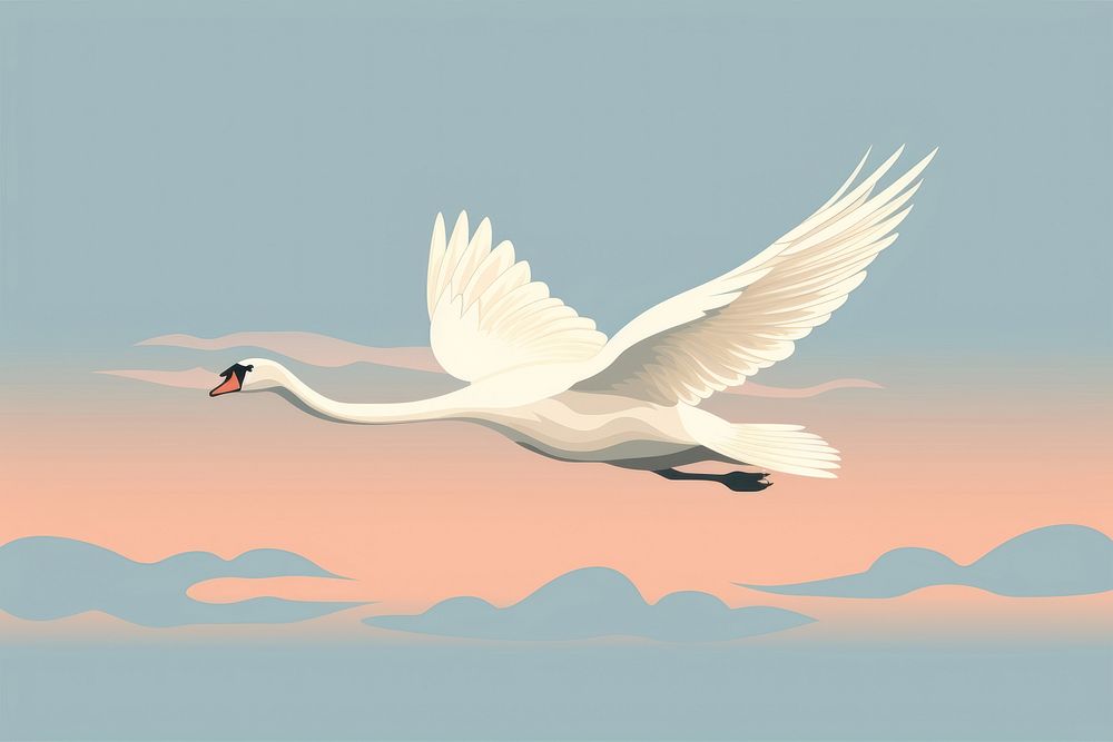 Bird swan animal flying. AI generated Image by rawpixel.