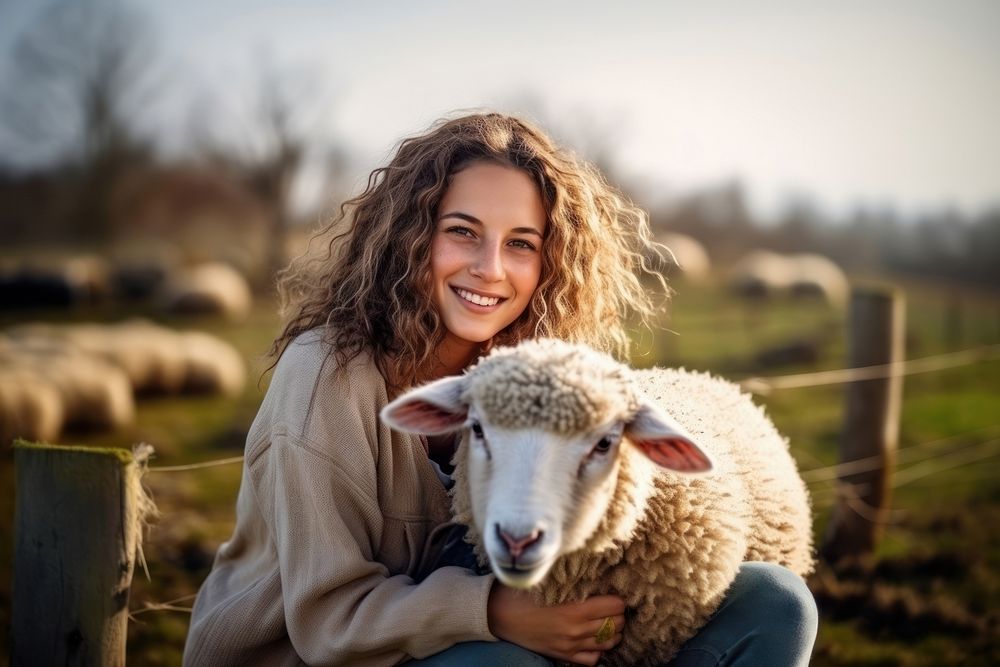 Sheep livestock smiling animal. AI generated Image by rawpixel.