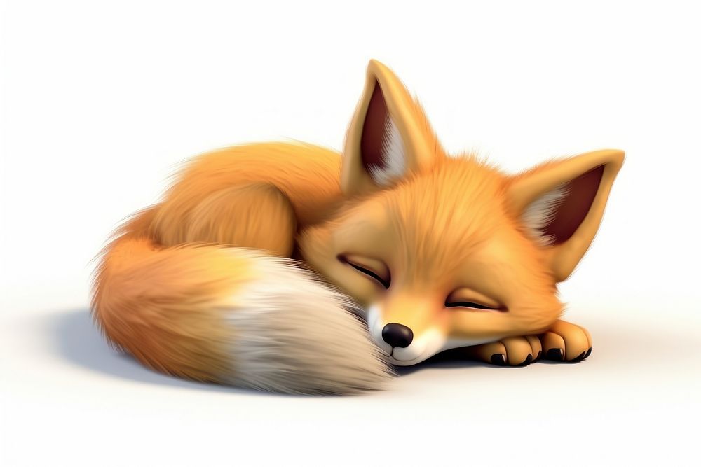 Fox sleeping cartoon mammal. AI generated Image by rawpixel.