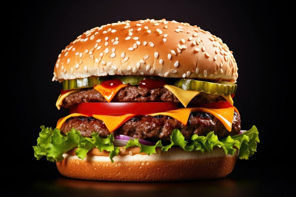 Hamburger food beef vegetable. AI generated Image by rawpixel.