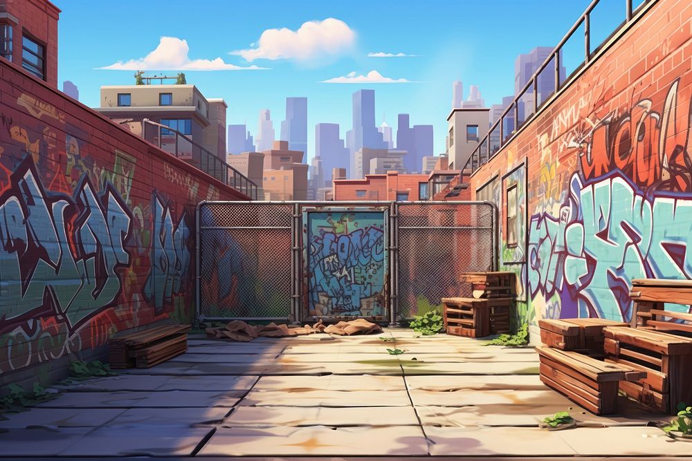 Street graffiti cartoon alley. AI generated Image by rawpixel.