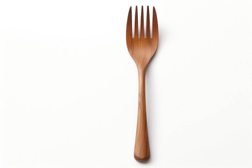 Fork spoon wood white background. AI generated Image by rawpixel.