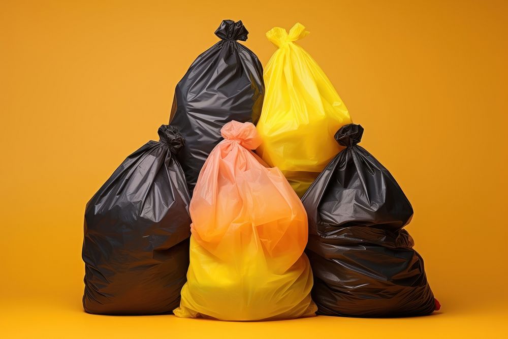 Bag plastic garbage yellow. AI generated Image by rawpixel.