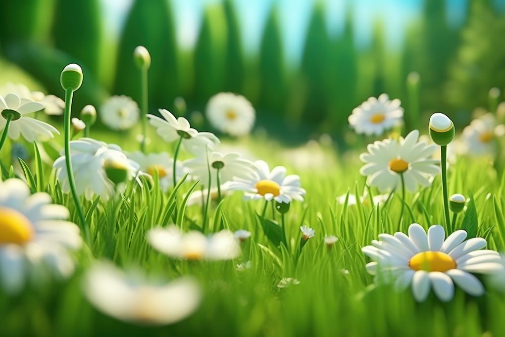 Flower daisy grass backgrounds. AI generated Image by rawpixel.