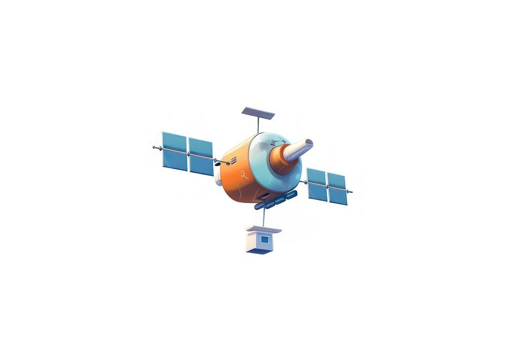 Satellite aircraft vehicle cartoon. AI generated Image by rawpixel.