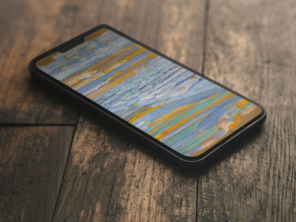 Smartphone screen with abstract wallpaper
